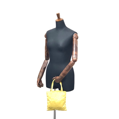 PRADA Logo Satin Tote bag Handbag Yellow Vintage p7ywbw