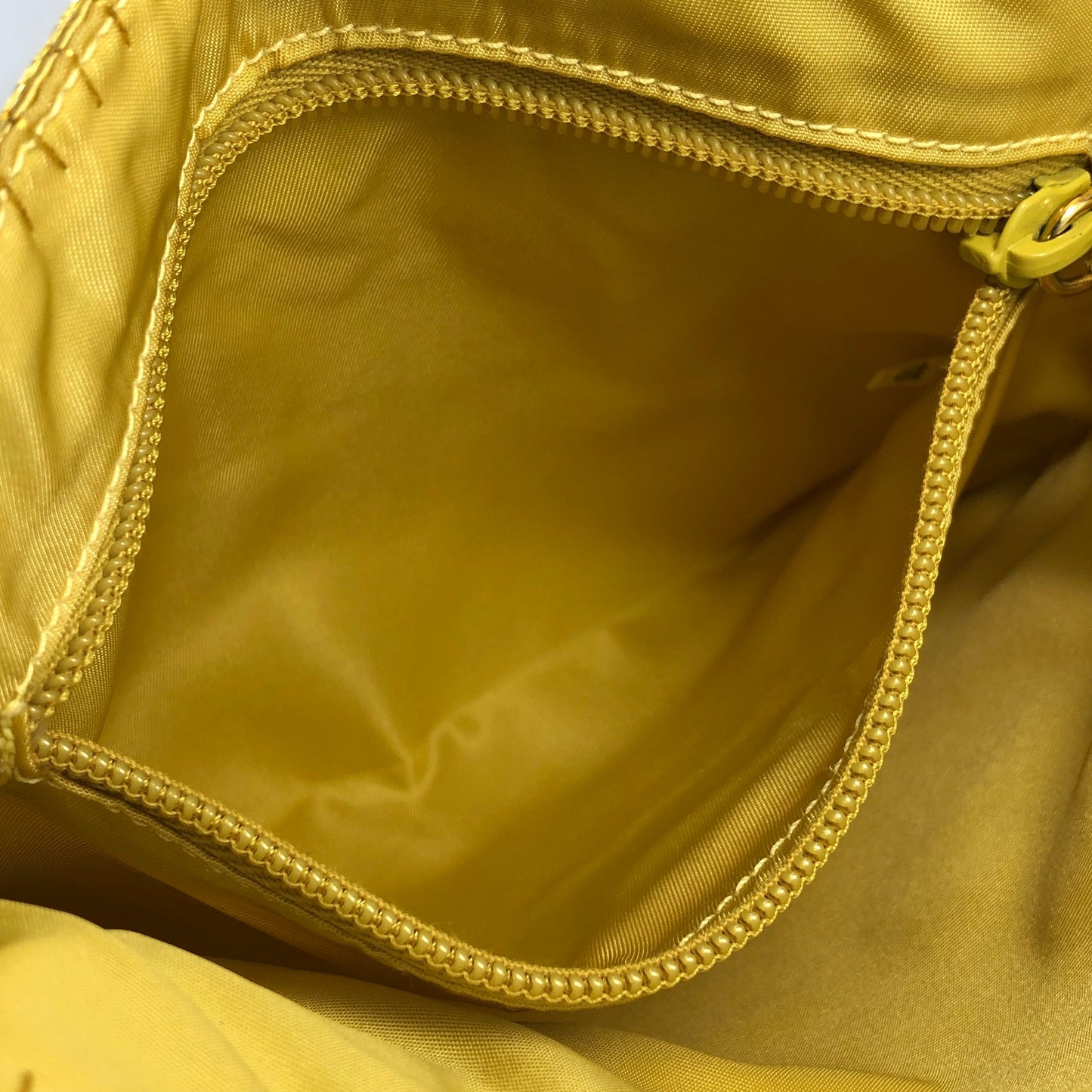 PRADA Logo Satin Tote bag Handbag Yellow Vintage p7ywbw