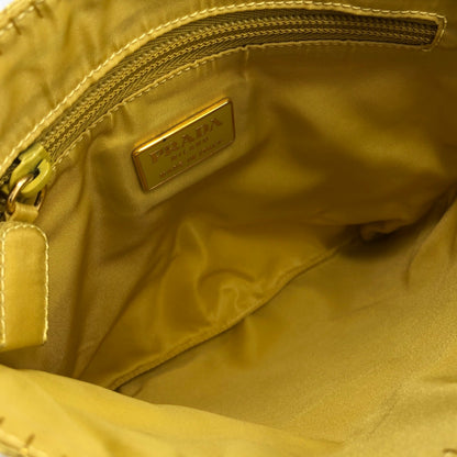 PRADA Logo Satin Tote bag Handbag Yellow Vintage p7ywbw