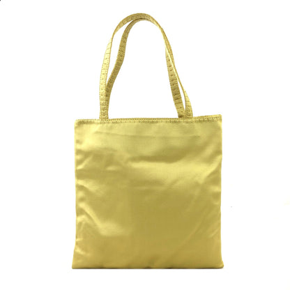 PRADA Logo Satin Tote bag Handbag Yellow Vintage p7ywbw