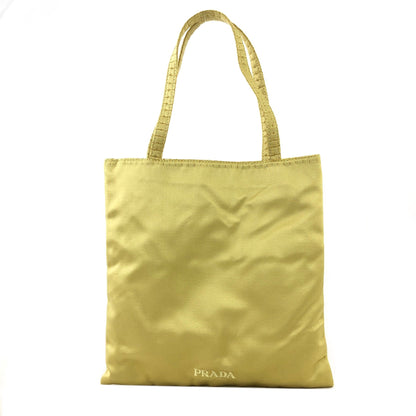 PRADA Logo Satin Tote bag Handbag Yellow Vintage p7ywbw