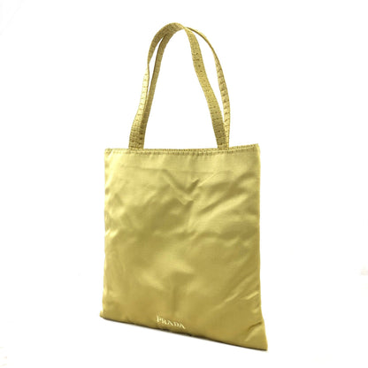 PRADA Logo Satin Tote bag Handbag Yellow Vintage p7ywbw