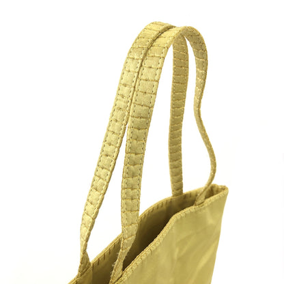 PRADA Logo Satin Tote bag Handbag Yellow Vintage p7ywbw