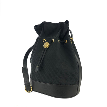GUCCI Logo Canvas Drawstring Shoulder bag Black Vintage Old Gucci jnaa8d
