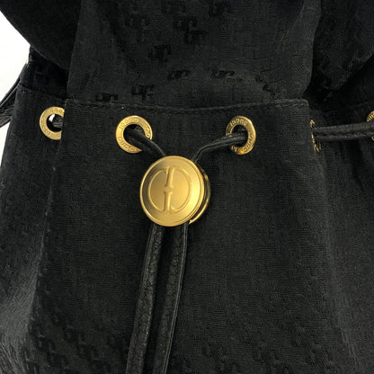 GUCCI Logo Canvas Drawstring Shoulder bag Black Vintage Old Gucci jnaa8d