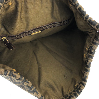FENDI Zucca Jacquard Drawstring Hand Bag Brown vintage Old reeshj