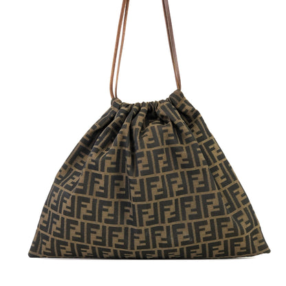 FENDI Zucca Jacquard Drawstring Hand Bag Brown vintage Old reeshj