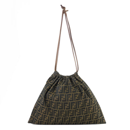 FENDI Zucca Jacquard Drawstring Hand Bag Brown vintage Old reeshj