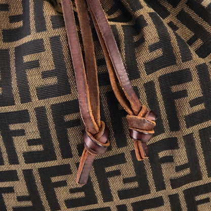 FENDI Zucca Jacquard Drawstring Hand Bag Brown vintage Old reeshj