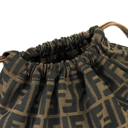 FENDI Zucca Jacquard Drawstring Hand Bag Brown vintage Old reeshj