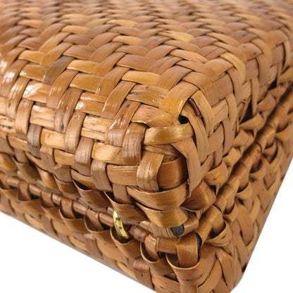 courrèges Logo Chain Basket Rattan Weave shoulder bag Brown Vintage ngvpig