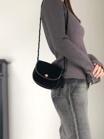 CELINE Blason Tassel Shoulder bag Black Vintage 55w28w