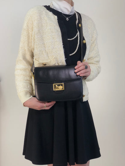 CELINE Horse Carriage Crossbody Shoulder bag Black Vintage zkdk65