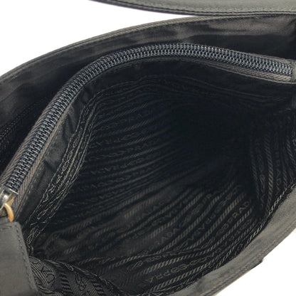 PRADA Triangle logo plate Nylon shoulder bag Black Vintage Old 6ercv7