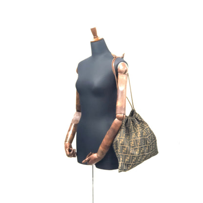 FENDI Zucca Jacquard Drawstring Hand Bag Brown vintage Old reeshj