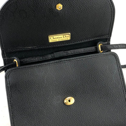 Christian Dior Logo Honeycomb Pattern Chain Crossbody Shoulderbag Black Vintage Old gxbk7s