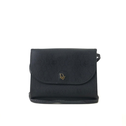 Christian Dior Logo Honeycomb Pattern Chain Crossbody Shoulderbag Black Vintage Old gxbk7s