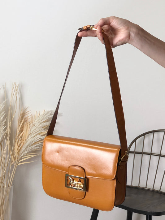 CELINE Horse Carriage Shoulder bag Camel Vintage uv4ggf