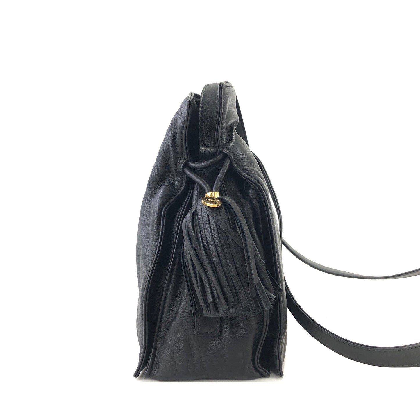 LOEWE Flamenco Tassel Small Drawstring Shoulder bag Black Vintage 7fxxbw