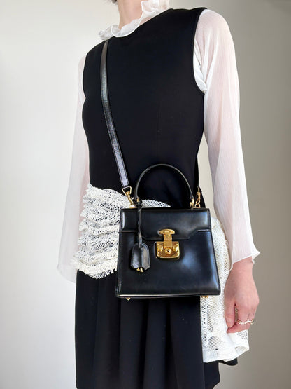 GUCCI Lady Lock Two-wayHandbag Shoulder bag Black Vintage uiedgd