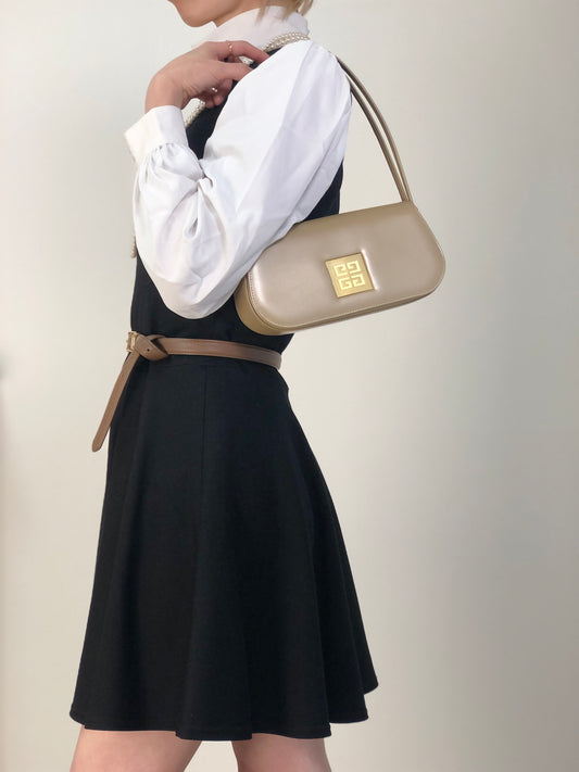 GIVENCHY Logo Handbag Beige Vintage f832t4