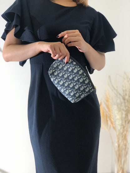 Christian Dior Trotter PVC 手拿包 海軍藍 復古 3mhtba 