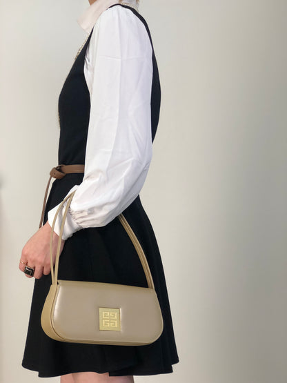 GIVENCHY Logo Handbag Beige Vintage f832t4