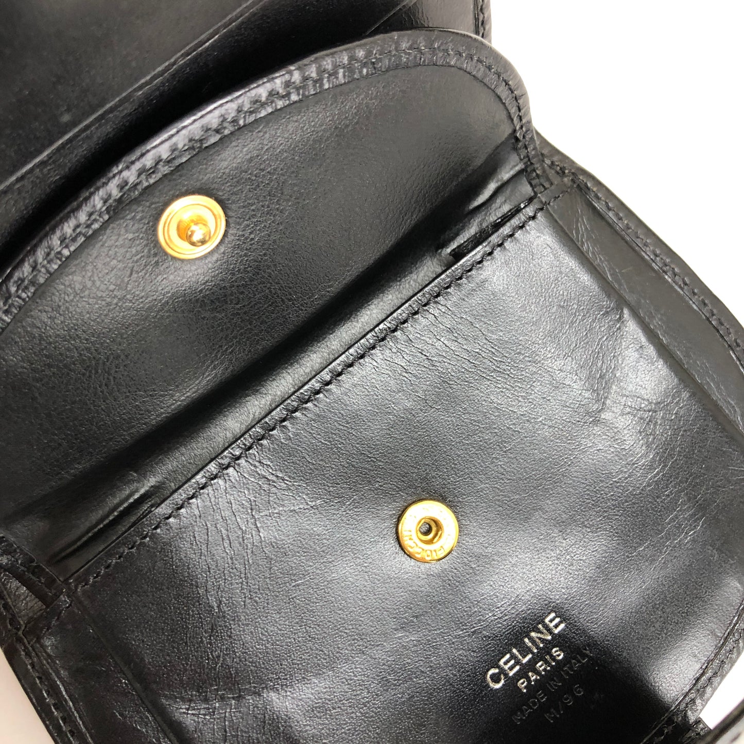CELINE Macadam Compact Wallet Black Accessory Vintage Old celine 6kdjtv