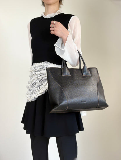 LOEWE Logo Embossed Two-way Handbag Totebag Black Vintage pfe4su