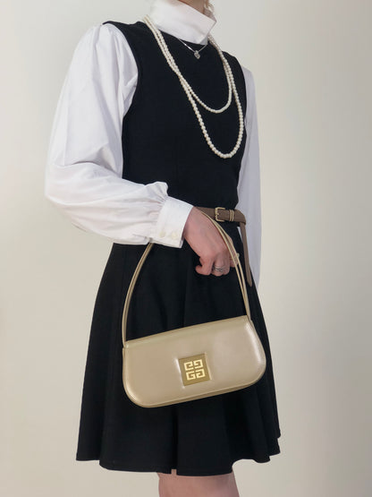 GIVENCHY Logo Handbag Beige Vintage f832t4