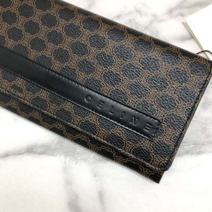 CELINE Macadam logo embossed long wallet purse black Vintage Old celine 5md654