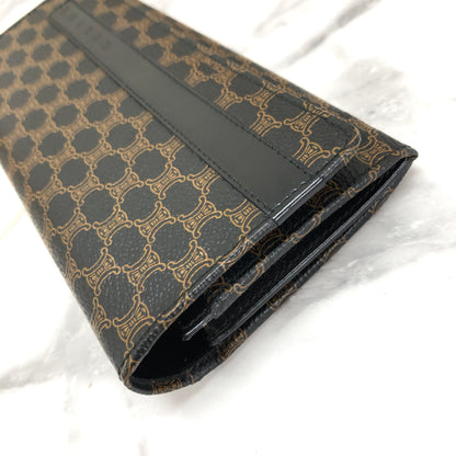 CELINE Macadam logo embossed long wallet purse black Vintage Old celine 5md654