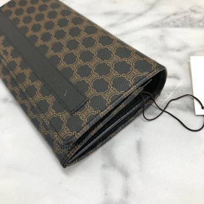 CELINE Macadam logo embossed long wallet purse black Vintage Old celine 5md654