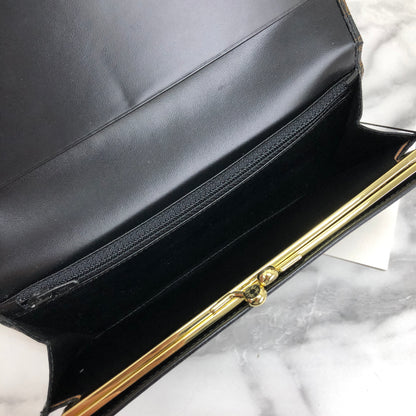 CELINE Macadam logo embossed long wallet purse black Vintage Old celine 5md654