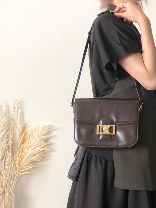 CELINE Triomphe Shoulder bag Brown Vintage xeaff4