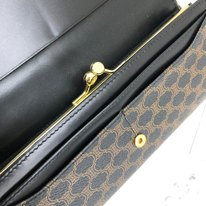 CELINE Macadam logo embossed long wallet purse black Vintage Old celine 5md654