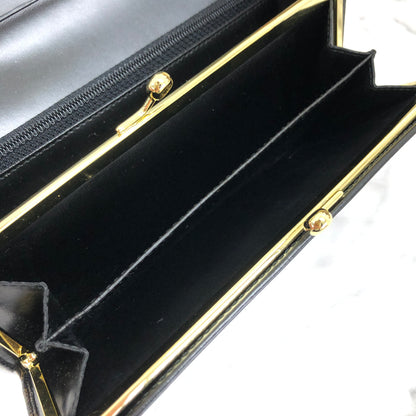 CELINE Macadam logo embossed long wallet purse black Vintage Old celine 5md654