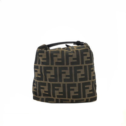 FENDI Zucca Nylon Handbag Vanity bag Brown Vintage Old dpzwcc