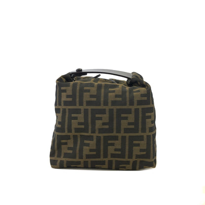 FENDI Zucca Nylon Handbag Vanity bag Brown Vintage Old dpzwcc