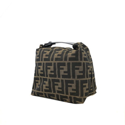 FENDI Zucca Nylon Handbag Vanity bag Brown Vintage Old dpzwcc