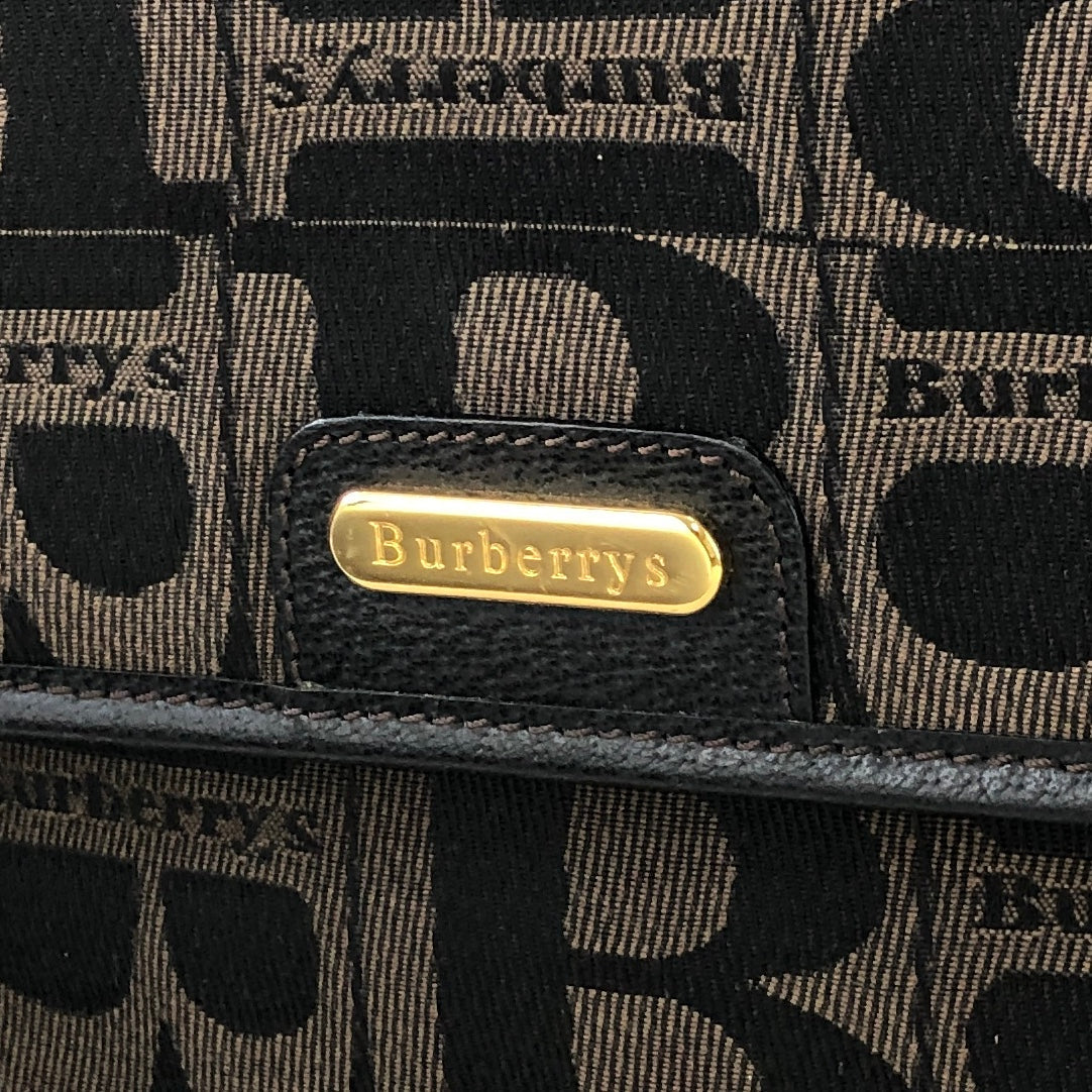 Burberrys Blogo Jacquard 2way Satchel Bag Shoulder Bag Black Vintage Old a88ihp