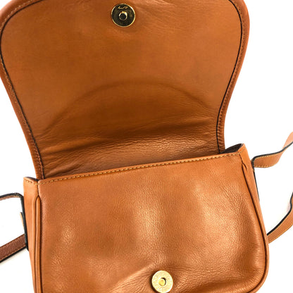 CELINE Gancini Flap Round Leather Shoulder bag Brown Vintage Old Celine aggfb5
