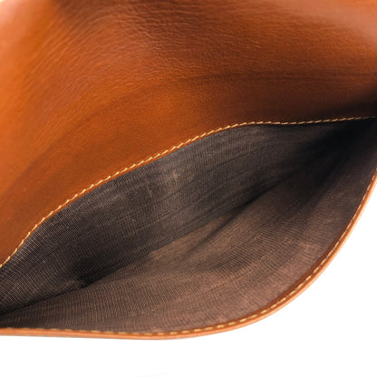 CELINE Gancini Flap Round Leather Shoulder bag Brown Vintage Old Celine aggfb5