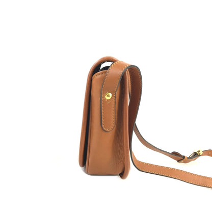 CELINE Gancini Flap Round Leather Shoulder bag Brown Vintage Old Celine aggfb5