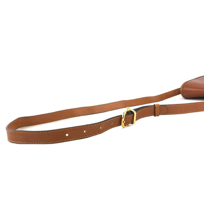 CELINE Gancini Flap Round Leather Shoulder bag Brown Vintage Old Celine aggfb5