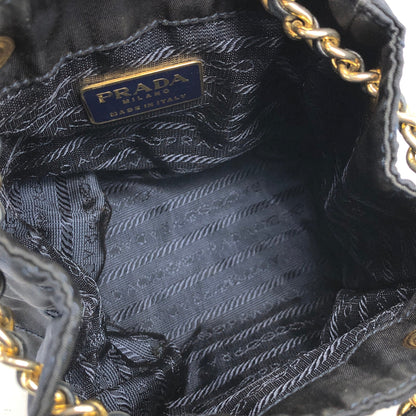 PRADA Quilted Triangle logo Nylon Chain Shoulder Shoulder Bag Navy Vintage Old nj2zvp