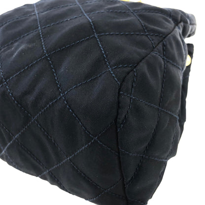 PRADA Quilted Triangle logo Nylon Chain Shoulder Shoulder Bag Navy Vintage Old nj2zvp