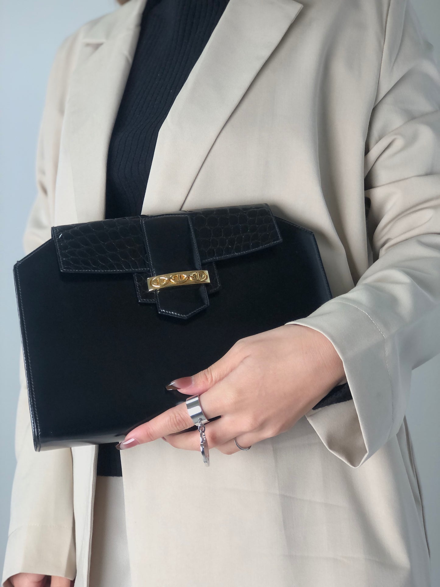 GUCCI Horse Bit Clutch bag Black Vintage x3kdug