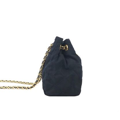 PRADA Quilted Triangle logo Nylon Chain Shoulder Shoulder Bag Navy Vintage Old nj2zvp