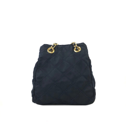 PRADA Quilted Triangle logo Nylon Chain Shoulder Shoulder Bag Navy Vintage Old nj2zvp